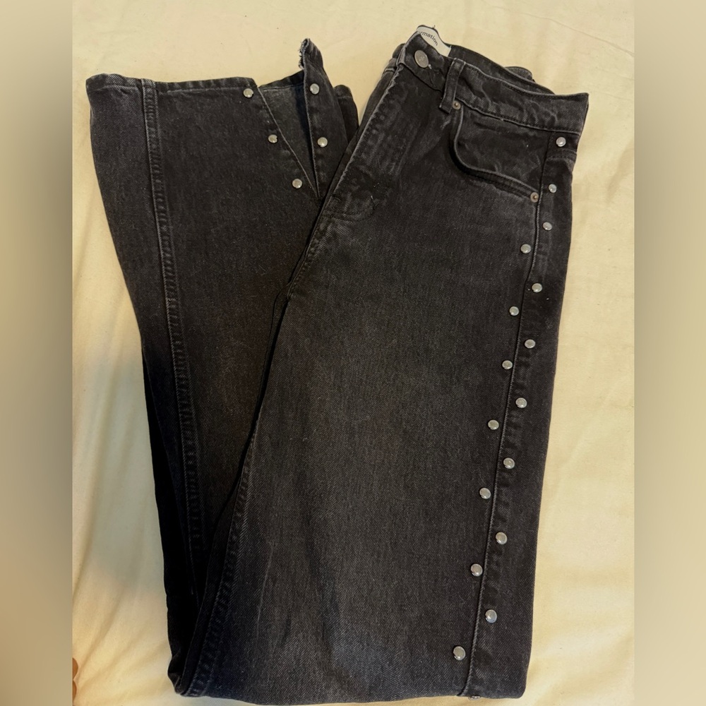 Cary Studded High Waist Slouchy Wide Leg Jeans by reformation